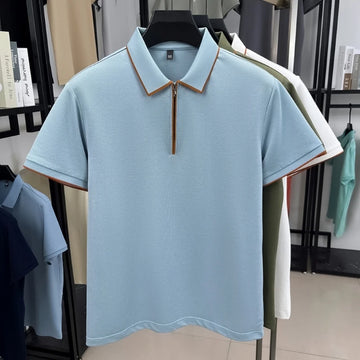 Men’s Silk Zipper Polo Shirt