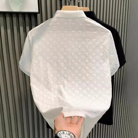 New Summer Fashion Men Polo Shirts Letter Printed Half Collar Short Sleeve Casual Breathable Streetwear Men Shirts Tops