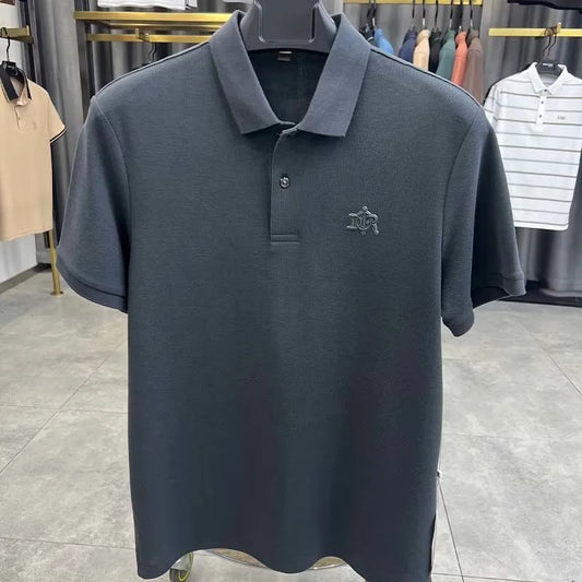 100% pure cotton high-end fashionable short sleeve summer new high-quality men's business casual polo shirt luxury brand T-shirt